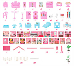 Willa Domek dla lalek Meble Taras Mebelki dla lalek Zamek Księżniczki z LED