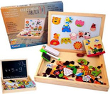 TABLICA DLA DZIECI MAGNETYCZNA KREDOWA 3w1 UKŁADANKA DREWNIANA PUZZLE FARMA