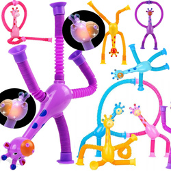 SENSORYCZNA ŻYRAFA LED ROZCIĄGAJĄCE RURKI SENSORYCZNE PRZYSSAWKI DO ZABAWY