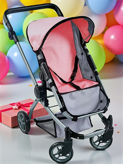 WÓZEK GONDOLA DLA LALEK LALKI GŁĘBOKI SPACEROWY ZABAWKA 2W1  DUŻE KÓŁKA