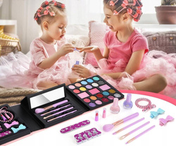 KOSMETYKI DO MAKIJAŻU MALOWIDŁA DLA DZIECI W ROZKŁADANYM PUDEŁKU LAKIERY