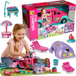 WAKACYJNY KAMPER MARZEŃ Z LALKA DOMEK LALEK BASEN AUTO ZABAWKA DZIEWCZYNKI