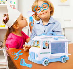 ZESTAW LEKARSKI AMBULANS AUTO KARETKA ZABAWKA DLA DZIECI Z LALKĄ I NOSZAMI