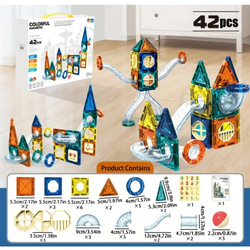 KLOCKI KONSTRUKCYJNE MAGNETYCZNE ZESTAW KLOCKÓW MAGNETYCZNYCH TOR DLA KULEK