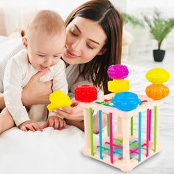 ELASTYCZNA KOSTKA SENSORYCZNA EDUKACYJNA SORTER KSZTAŁTY GRZECHOTKI