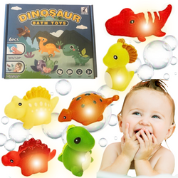ŚWIECĄCE DINOZAURY ZABAWKI DO KĄPIELI WODY WANNY DLA DZIECI PŁYWAJĄCE 6szt
