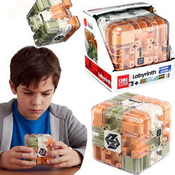 KOSTKA dla dzieci Z LABIRYNTEM I METALOWA KULKA GRA LOGICZNA CUBE MAZE 3D