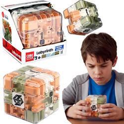 KOSTKA dla dzieci Z LABIRYNTEM I METALOWA KULKA GRA LOGICZNA CUBE MAZE 3D