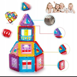 KLOCKI MAGNETYCZNE 3D KONSTRUKCYJNE EDUKACYJNE DUŻE 70EL UKŁADANKA MAGNETIC