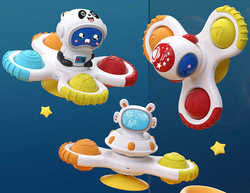 WIRUJĄCE GRZECHOTKI GRYZAKI SPINNERY Z PRZYSSAWKAMI ASTRONAUTA ZESTAW 3 szt