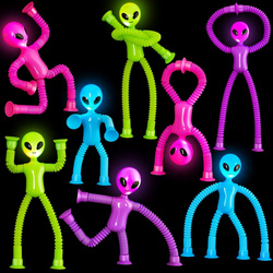 ŚWIECĄCY KOSMITA UFO LED ROZCIĄGLIWE RURKI SENSORYCZNE PRZYSSAWKI DO ZABAWY