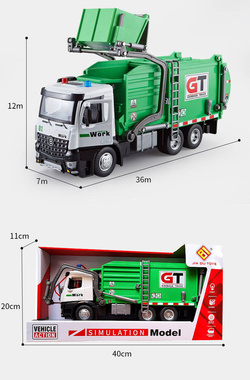 AUTO ŚMIECIARKA METALOWA Z NAPĘDEM ZABAWKA KOSZE NA SEGREGACJA DLA DZIECI