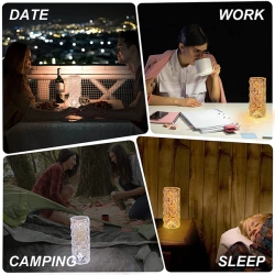 KRYSZTAŁOWA LAMPKA NOCNA LED NA USB AKUMULATOR PILOT DOTYK PROJEKTOR 12 KOL