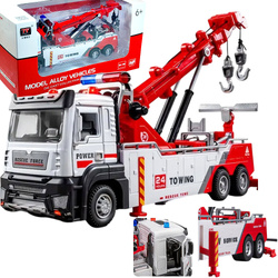 CIĘŻARÓWKA Z DŹWIGIEM METALOWY MODEL AUTA AUTO LAWETA POMOC DROGOWA DŹWIG