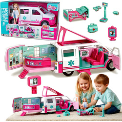 KAMPER MEDYCZNY AUTO AMBULANS SZPITAL LEKARZ PIELĘGNIARKA DLA DZIECI +LALKA