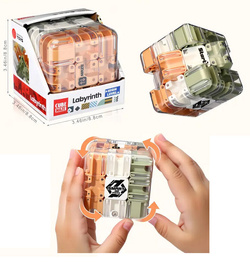 KOSTKA dla dzieci Z LABIRYNTEM I METALOWA KULKA GRA LOGICZNA CUBE MAZE 3D
