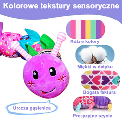 MUZYCZNA GĄSIENICA ZABAWKA SENSORYCZNA DLA NIEMOWLĄT DZWONEK I GRYZAK
