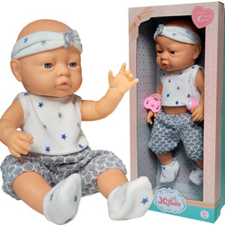 LALKA BOBAS CHŁOPCZYK 42 CM REALISTYCZNY STRÓJ SPORTOWY BUTELKA SMOCZEK