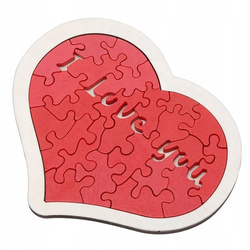 Drewniane Puzzle W Kształcie Serca I Love You Czerwone Dla Dzieci Dorosłych