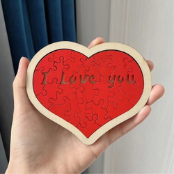 Drewniane Puzzle W Kształcie Serca I Love You Czerwone Dla Dzieci Dorosłych