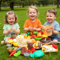 KUCHNIA ZESTAW PIKNIKOWY Z PRODUKTAMI DO GOTOWANIA ZESTAW KOSZYK DLA DZIECI