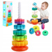 ZAKRĘCONA WIEŻA ZABAWKI DO UKŁADANIA EDUKACYJNE DLA DZIECI SENSORYCZNE +12m
