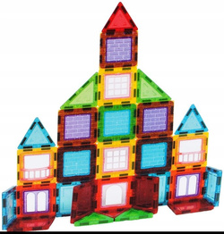 KLOCKI MAGNETYCZNE KONSTRUKCYJNE 3D EDUKACYJNE UKŁADANKA 45 elem DLA DZIECI