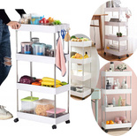 PÓŁKA ŁAZIENKOWA KUCHENNA SZAFKA NA KÓŁKACH REGAŁ 4 POZIOMOWY Z HACZYKAMI