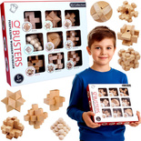 Zestaw 9 Łamigłówek Drewnianych IQ Busters Kostka Zagadki Logiczne Klocki