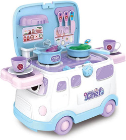 JEŹDZIK ZESTAW 3W1 ZABAWKA AUTO KUCHNIA I GARNKI NA PREZENT DLA DZIECI