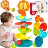 WIEŻA Z PIŁECZKAMI Tor dla piłeczek ZJEŻDŻALNIA kulek +KOSZ grzechotki