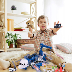 DUŻY SAMOLOT INTERAKTYWNY ROZKŁADANY PARKING DŹWIG POLICJA DLA DZIECI