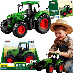 TRAKTOR CIĄGNIK ZABAWKA DLA DZIECI CHŁOPCA ZIELONY ROLNICZY GUMOWE KOŁA HAK