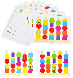 DREWNIANA UKŁADANKA KLOCKI SORTER KORALIKI ZESTAW DO NAWLEKANIA 25 el.