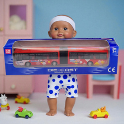 METALOWY AUTOBUS MIEJSKI PRZEGUBOWY 23 CM CZERWONY MODEL ZABAWKA DLA DZIECI