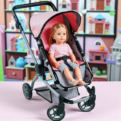 WÓZEK GONDOLA DLA LALEK LALKI GŁĘBOKI SPACEROWY ZABAWKA 2W1  DUŻE KÓŁKA