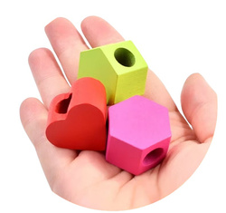 DREWNIANA UKŁADANKA KLOCKI SORTER KORALIKI ZESTAW DO NAWLEKANIA 25 el.