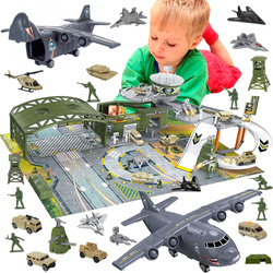 Lotnisko BAZA WOJSKOWA Zestaw Samolot Armia Czołg Żołnierzyki Mata AUTA TOR