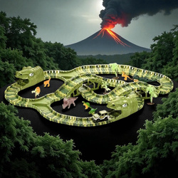 TOR WYŚCIGOWY Elastyczny Dino Park XXL DINOZAUR JURASSIC NA BATERIĘ KOLEJKA