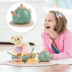 ZESTAW DO HERBATKI HERBATY DREWNIANY DO ZABAWY DLA DZIECI IMBRYCZEK TACKA