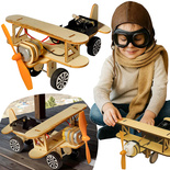 DREWNIANY SAMOLOT MODEL DO SKŁADANIA NA BATERIE SILNIK ZABAWKA DLA DZIECI