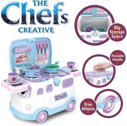 JEŹDZIK ZESTAW 3W1 ZABAWKA AUTO KUCHNIA I GARNKI NA PREZENT DLA DZIECI