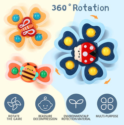DUŻE SPINNERY Z PRZYSSAWKA 4szt GRZECHOTKA BIEDRONKA DO KARMIENIA KĄPIELI