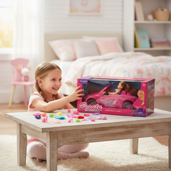 KABRIOLET AUTO DLA LALKI LALEK RÓŻOWY ZESTAW ZABAWKA LALKA DLA DZIEWCZYNKI