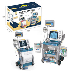 WÓZEK LEKARSKI Z RTG LEKARZ DOKTOR ZESTAW SZPITAL ZABAWKA NA KÓŁKACH 16 el.