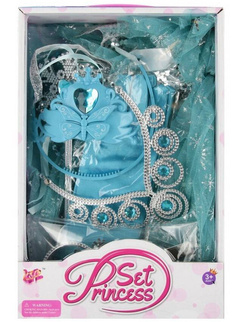 ZESTAW PRZEBRANIE STRÓJ KSIĘŻNICZKI KRÓLOWEJ ŚNIEGU KORONA SPÓDNICZKA BUTY