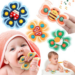 DUŻE SPINNERY Z PRZYSSAWKA 4szt GRZECHOTKA BIEDRONKA DO KARMIENIA KĄPIELI