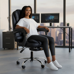 FOTEL BIUROWY OBROTOWY MASAŻ PODNÓŻEK REGULACJA LEŻANKA DO PRACY DOMU BIURA