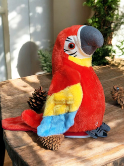 GADAJĄCA PAPUGA ARA ZABAWKA PLUSZOWA MÓWI POWTARZA INTERAKTYWNA MASKOTKA