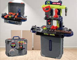 STÓŁ WARSZTAT DZIECIĘCY ZESTAW NARZĘDZIA WALIZKA ZABAWKI DLA DZIECI CHŁOPCA